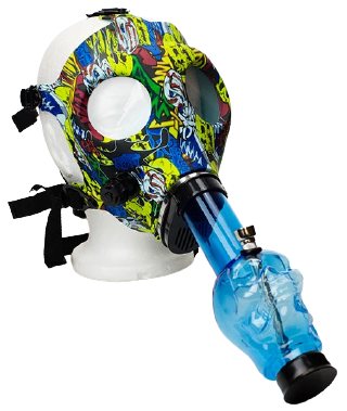 Full Face Graphic Silicone Gas Mask with Acrylic Bong