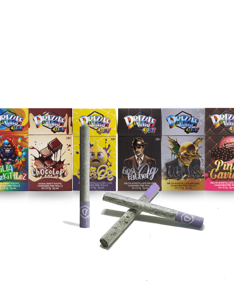 Delta 9 Distillate Infused 10 Pack Slim Pre Rolls | Drizzle Factory