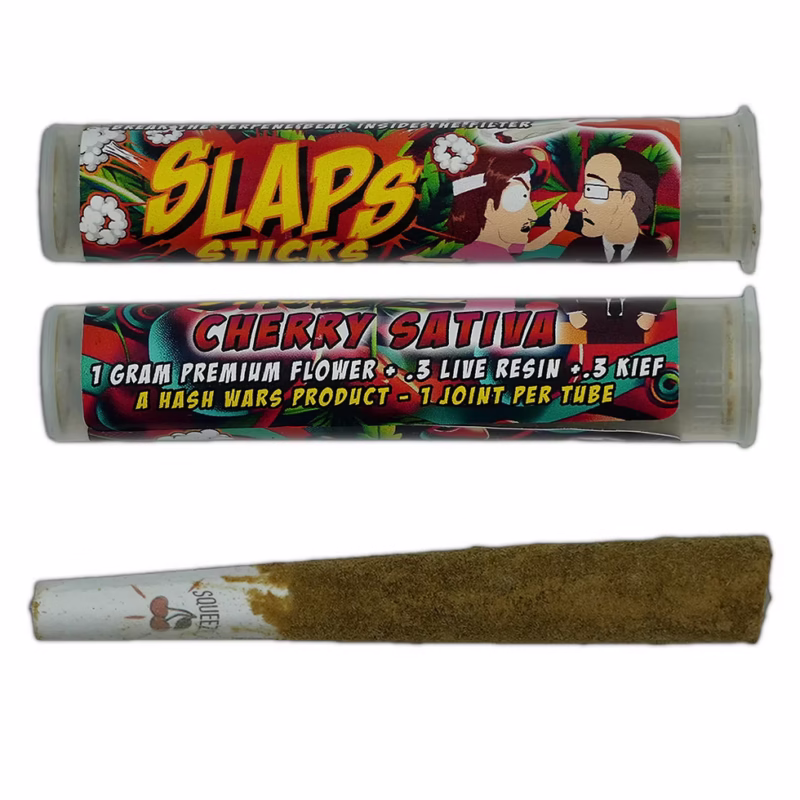 Slaps Sticks 1g Live Resin + Kief Infused preroll Hash Wars